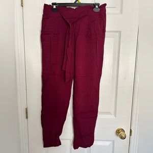 NWOT Berry Coloured Linen Paperbag Pants